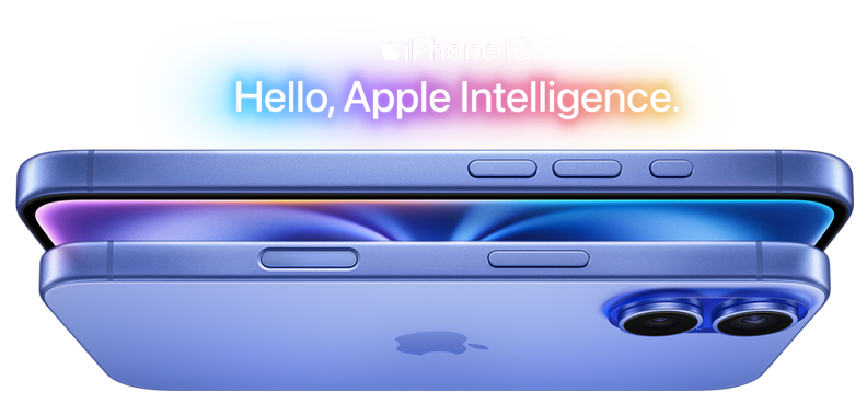 iPhone 16 graphic says Hello, Apple Intelligence